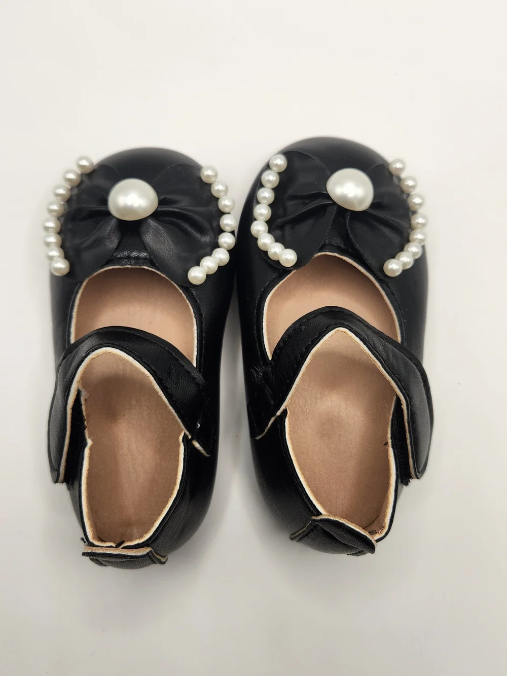 Girls Black Pearl Bow Mary Jane Kids Shoes